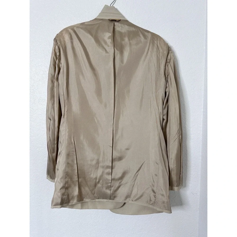 Donna Karan Signature Three Button Suit Jacket Cream Color Wool 44/38 Made Italy
